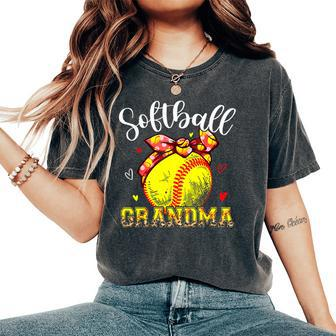 Softball Grandma Headband Leopard Softball Ball Mother's Day Women's Oversized Comfort T-Shirt | Mazezy UK