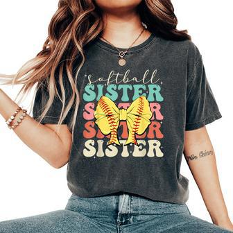 Softball Sister Vintage Sport Lover Sister Mothers Da Women's Oversized Comfort T-Shirt - Seseable
