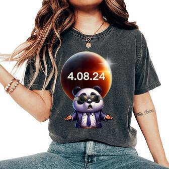 Solar Eclipse 2024 Panda Wearing Solar Eclipse Glasses Women's Oversized Comfort T-Shirt | Mazezy