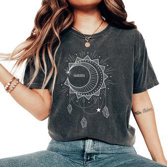 Solar Eclipse April 8 2024 Boho Celestial Sun Moon Path Women's Oversized Comfort T-Shirt - Monsterry DE