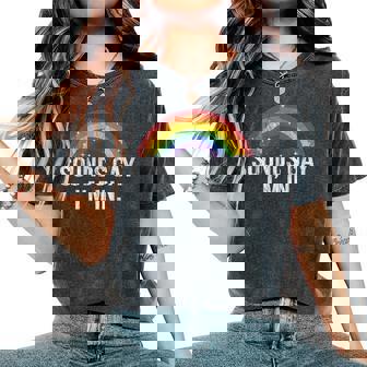 Sounds Gay I'm In With Rainbow Flag For Pride Month Lgbt Women's Oversized Comfort T-Shirt | Mazezy