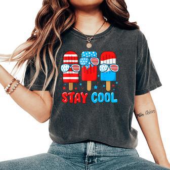 Stay Cool 4Th July Ice Cream Sunglasses American Boys Girls Women's Oversized Comfort T-Shirt - Thegiftio UK