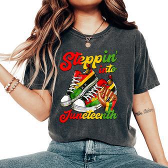 Stepping Into Junenth Afro Woman Black Girls Sneakers Men Women's Oversized Comfort T-Shirt - Thegiftio UK