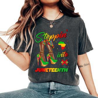 Stepping Into Junenth Afro Woman Black Girls Sneakers Men Women's Oversized Comfort T-Shirt - Thegiftio UK
