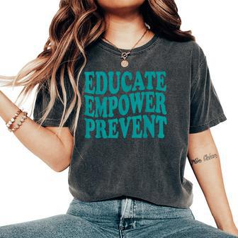 Stop The Violence Sexual Assault Awareness Groovy Educate Women's Oversized Comfort T-Shirt | Mazezy
