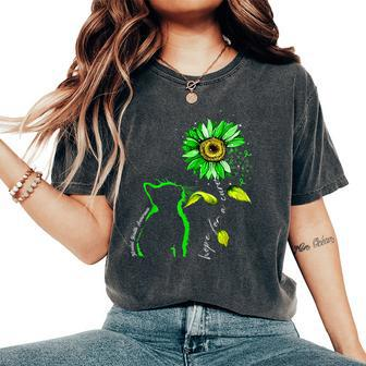 Sunflower Cat Green Mental Health Awareness Women's Oversized Comfort T-Shirt - Thegiftio UK