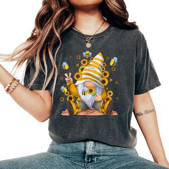 Sunflower Gnome With Bee Hippie Gnome Lover Women's Oversized Comfort T-Shirt | Mazezy
