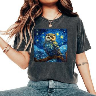 Surreal Starry Night Owl Women's Oversized Comfort T-Shirt - Monsterry