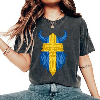 Sweden Swedish Flag Viking Norse Nordic Scandinavian Women's Oversized Comfort T-Shirt - Thegiftio UK