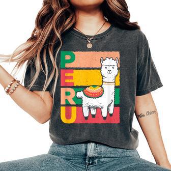 Sweet Llama Peru Illustration For A Peruvian Women's Oversized Comfort T-Shirt - Thegiftio UK