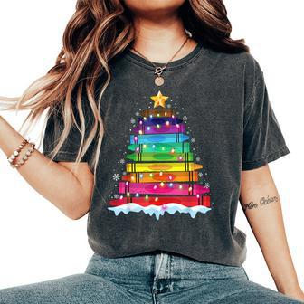 Teacher Christmas Crayon Tree Light Student Women's Oversized Comfort T-Shirt - Monsterry