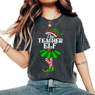 Teacher Elf Christmas Costume Matching Family Elf Squad Women's Oversized Comfort T-Shirt - Seseable