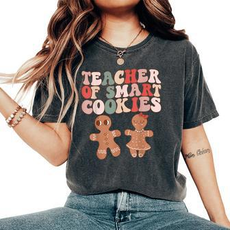 Teacher Of Smart Cookies Retro Groovy Gingerbread Women's Oversized Comfort T-Shirt - Monsterry AU