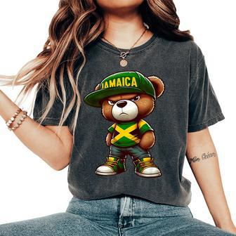Teddy Bear Jamaica Flag Jamaican Clothing & Women Women's Oversized Comfort T-Shirt | Mazezy DE