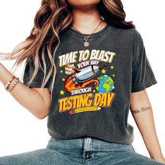 Test Day Space Rocket Galaxy Testing Day Teacher Women Women's Oversized Comfort T-Shirt - Thegiftio UK