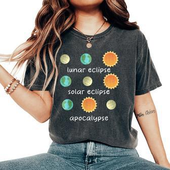 Three Eclipse To Learn Science Teacher Space Women's Oversized Comfort T-Shirt - Seseable
