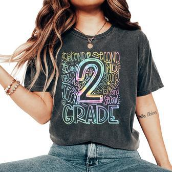 Tie Dye 2Nd Grade Typography Team Second Grade Teacher Women's Oversized Comfort T-Shirt - Seseable