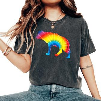 Tie Dye Hyena Rainbow Print Hyaena Animal Hippie Peace Women's Oversized Comfort T-Shirt - Monsterry