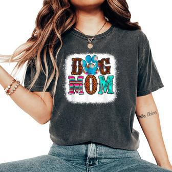 Tie Dye Leopard Dog Mama For Mom Mother's Day Dog Love Women's Oversized Comfort T-Shirt | Mazezy