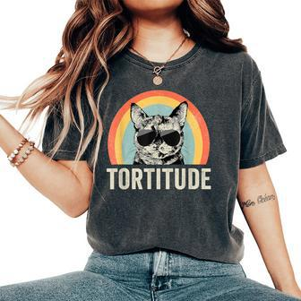 Tortitude Tortie Cat Mom Tortoiseshell Mama Women's Oversized Comfort T-Shirt - Monsterry CA