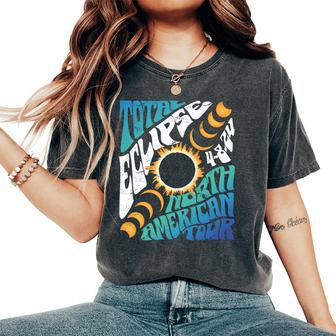 Total Eclipse 2024 Retro Groovy North American Tour Concert Women's Oversized Comfort T-Shirt | Mazezy