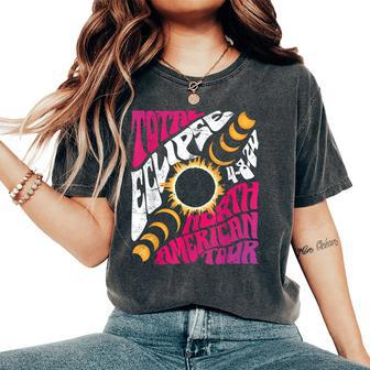 Total Eclipse 2024 Retro Groovy North American Tour Concert Women's Oversized Comfort T-Shirt - Seseable