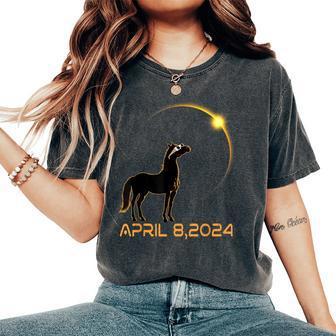 Total Solar Eclipse 2024 Horse Wearing Solar Eclipse Glasses Women's Oversized Comfort T-Shirt | Mazezy