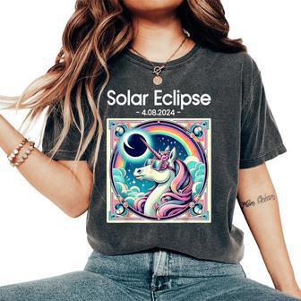 Total Solar Eclipse 2024 Totality Spring Unicorn Girl Women's Oversized Comfort T-Shirt | Mazezy