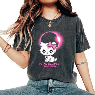 Total Solar Eclipse April 8 2024 Cat Boy Girl Women's Oversized Comfort T-Shirt - Monsterry AU