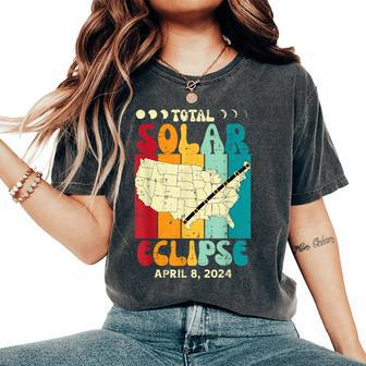 Total Solar Eclipse Usa Map Retro April 8 2024 Kid Women's Oversized Comfort T-Shirt | Mazezy