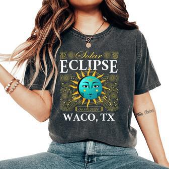 Total Solar Eclipse Waco Tx Texas 2024 Totality Boho Retro Women's Oversized Comfort T-Shirt - Seseable