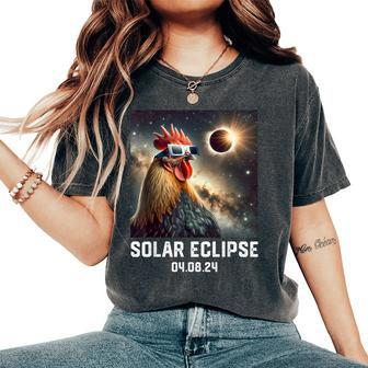 Totality Solar Eclipse 040824 Chicken Astronomy Lovers Women's Oversized Comfort T-Shirt | Mazezy