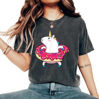 Unicorn Donut Float Cute Magical Animal Summer Girls Women's Oversized Comfort T-Shirt - Monsterry UK