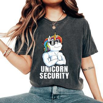 Unicorn Security Rainbow Muscles Dad Unicorn Women's Oversized Comfort T-Shirt - Monsterry