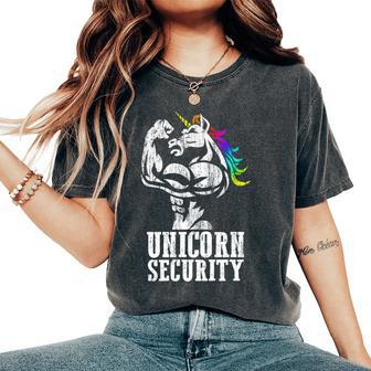 Unicorn Security Rainbow Muscle Manly Christmas Women's Oversized Comfort T-Shirt - Monsterry AU