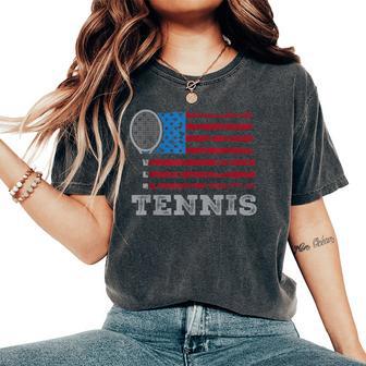 Usa Flag Tennis Us Tennis Lover Team Sport Women's Oversized Comfort T-Shirt - Monsterry AU