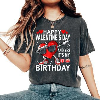 Valentine Birthday Girls Born On Valentines Day Women's Oversized Comfort T-Shirt | Mazezy