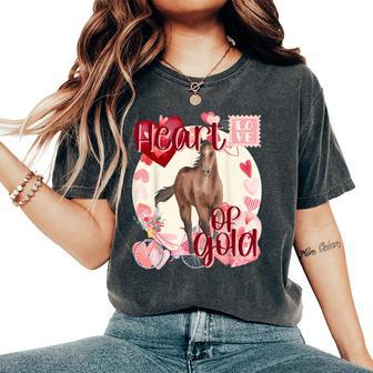 Valentine Horse Simply Watercolor Southern Colors Comfort Women's Oversized Comfort T-Shirt - Seseable