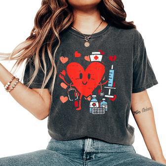 Valentines Day Nurse Heart Nursing Scrub Top Rn Women's Oversized Comfort T-Shirt | Mazezy