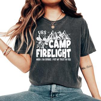 Vbs Camp Firelight Vbs 2024 Vacation Bible School Christian Women's Oversized Comfort T-Shirt - Thegiftio UK