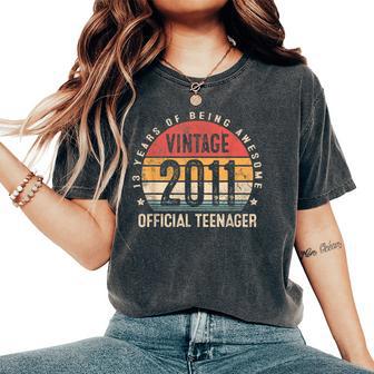 Vintage 2011 13 Birthday Decoration Boys Girls 13Th Birthday Women's Oversized Comfort T-Shirt - Thegiftio UK