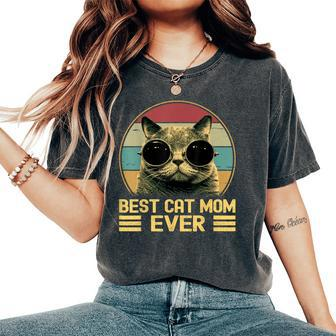 Vintage Best Cat Mom Ever For Women Cat Lover Cat Mom Women's Oversized Comfort T-Shirt - Monsterry
