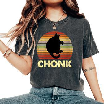 Vintage Cat Chonk For Fluffiest Cat Lover Parent Women's Oversized Comfort T-Shirt - Monsterry CA