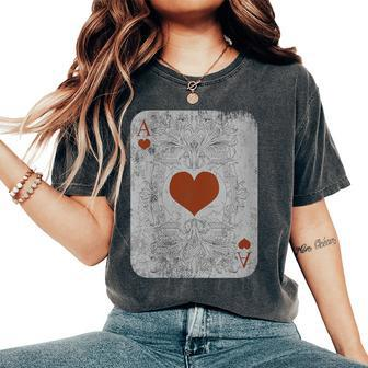 Vintage Poker Playing Cards Ace Of Hearts Women's Oversized Comfort T-Shirt - Monsterry DE