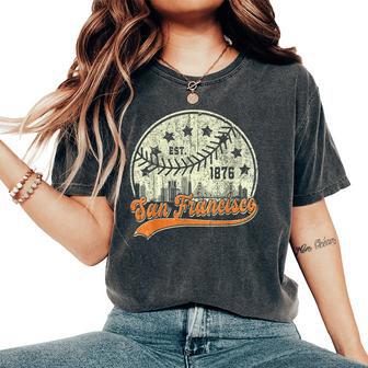 Vintage San Francisco Cityscape Baseball Lover Kid Women's Oversized Comfort T-Shirt - Monsterry CA