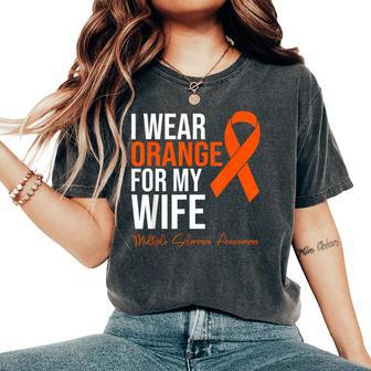 I Wear Orange For My Wife Ms Warrior Multiple Sclerosis Women's Oversized Comfort T-Shirt - Thegiftio UK