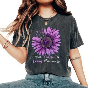 I Wear Purple For Lupus Awareness Sunflower Women's Oversized Comfort T-Shirt | Mazezy CA
