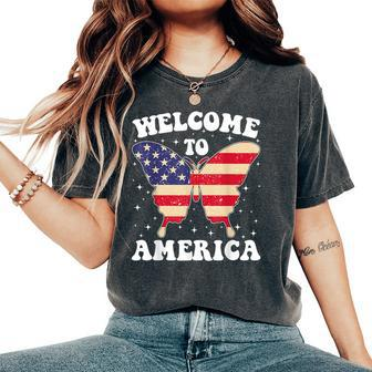 Welcome To America Patriotic Butterfly New American Citizen Women's Oversized Comfort T-Shirt - Monsterry