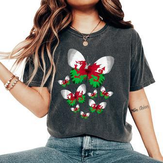 Welsh Flag Butterfly Idea For & Flag Of Wales Women's Oversized Comfort T-Shirt - Thegiftio UK