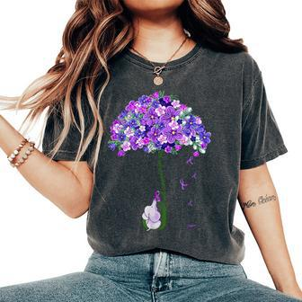 I Will Remember For You Purple Flower Alzheimers Awareness Women's Oversized Comfort T-Shirt | Mazezy